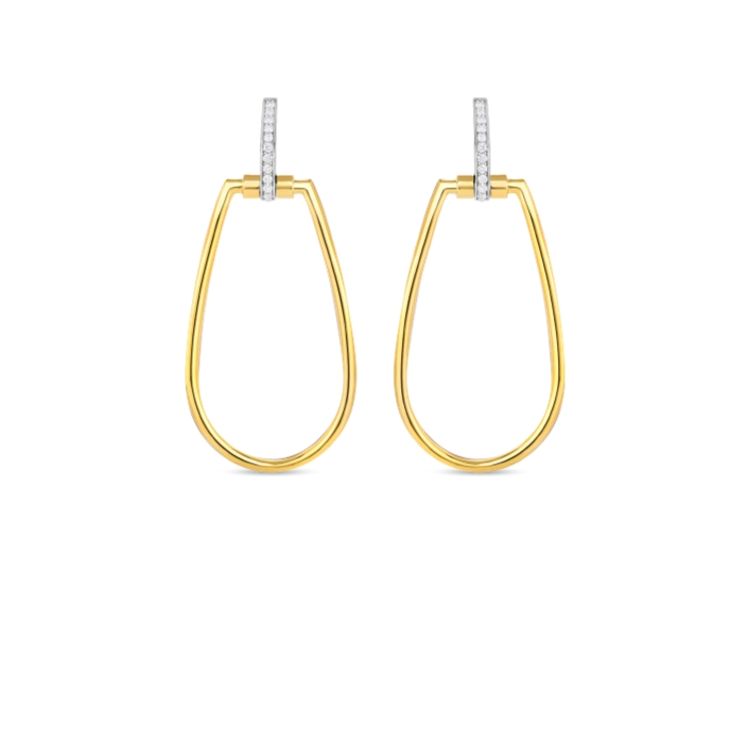 Roberto Coin 18K Yellow Gold and Diamond Huggie Hoop Earrings - 000466AYERX0