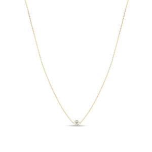 Single Station Diamond Necklace by ROberto Coin's Diamonds by the Inch, bezel set, 18k yellow gold
