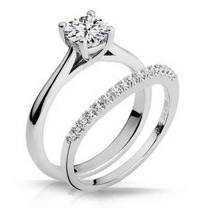 MacKenzie Diamond Solitaire Engagement Ring & Wedding Band - Naledi - White Gold