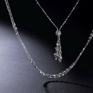Platinum Born Adjustable Triple Chain Lariat Necklace