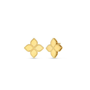 Princess Flower Yellow Gold Larger Stud Earrings