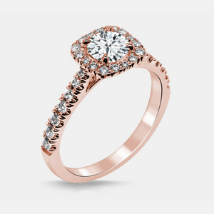 Tatiana Engagement Ring Mounting - Diamond Halo - Round Brilliant - Rose Gold