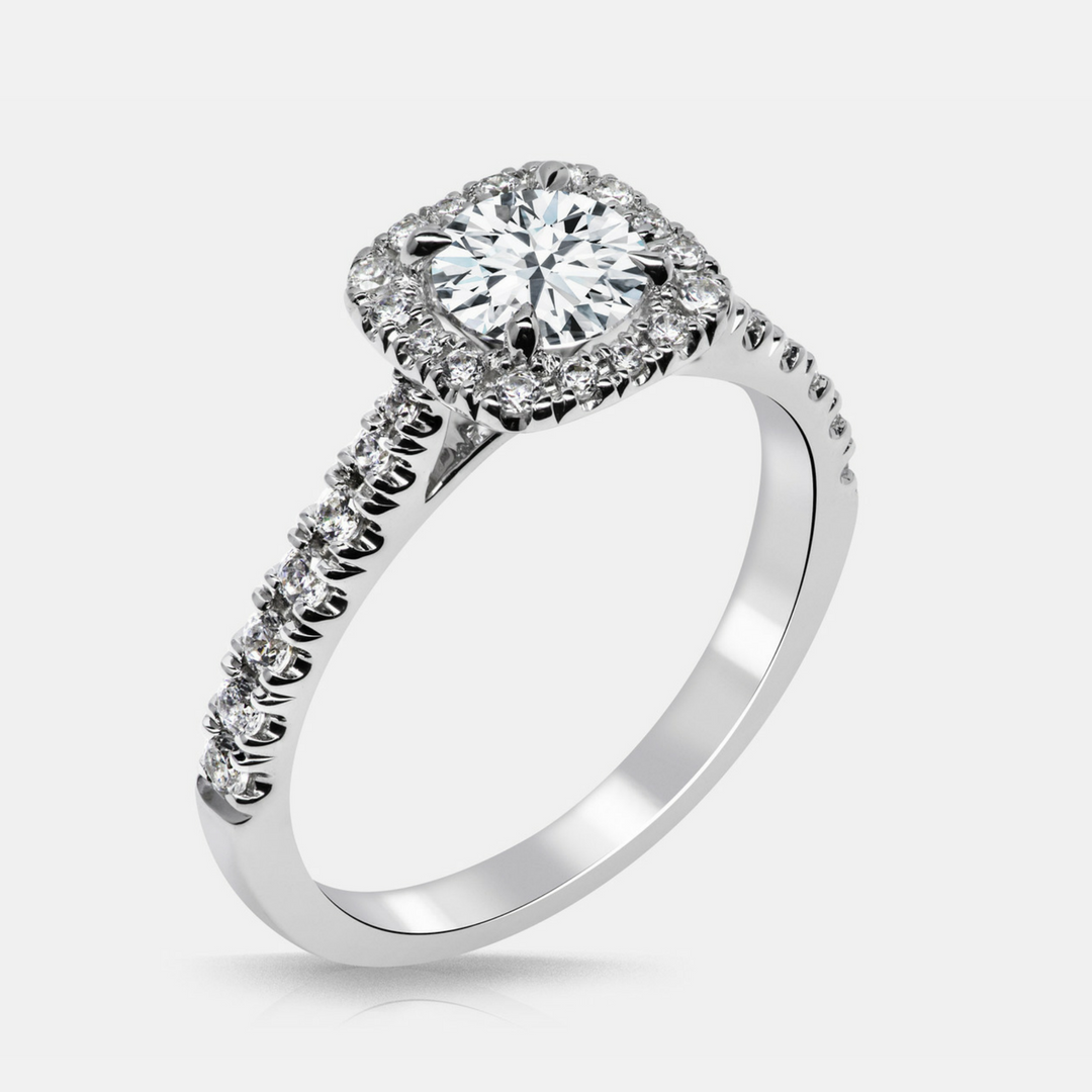 Tatiana Engagement Ring Mounting - Diamond Halo - Round Brilliant - Rose Gold