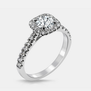Tatiana Engagement Ring Mounting - Diamond Halo - Round Brilliant - White Gold