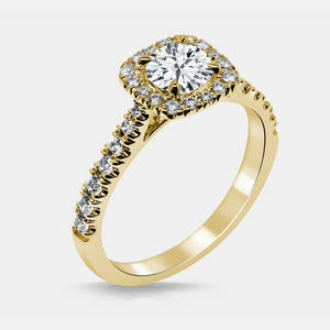 Tatiana Engagement Ring Mounting - Diamond Halo - Round Brilliant - Yellow Gold